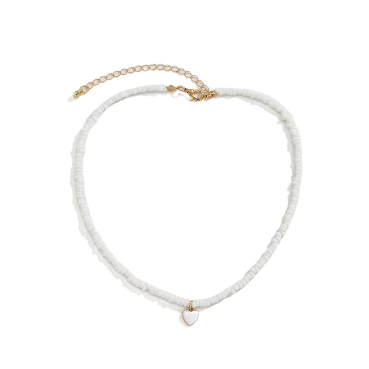 Bohemian Temu Hippo Amazon Explosions Best Selling Women's Clavicle Handmade Bead Heart Necklace