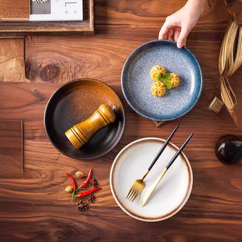 He Liangyao Deep Dish Creative Ceramic Plate Household Dish Plate Japanese-Style Salad Plate 2021 New Breakfast Plate Accessible Luxury