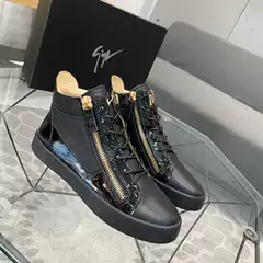 2025 Autumn/Winter New European High Top Trendy Brand Casual Men's Board Trendy Leather Comfortable High Top Board Men's Shoes