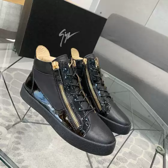 2025 Autumn/Winter New European High Top Trendy Brand Casual Men's Board Trendy Leather Comfortable High Top Board Men's Shoes