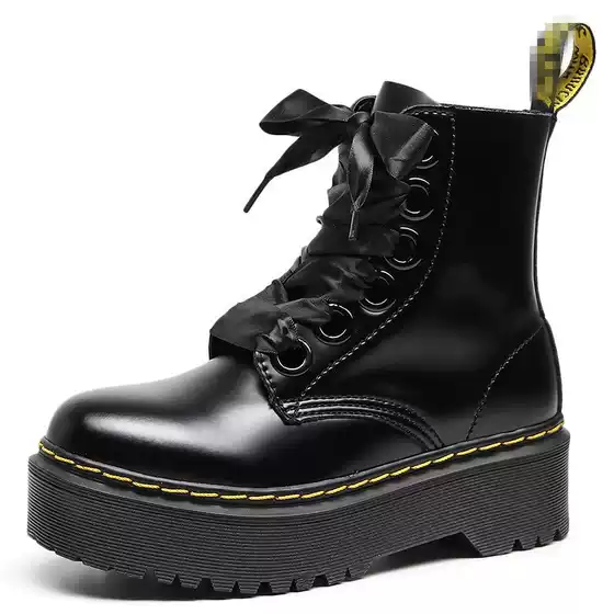 European and American Molly thick-soled 6-hole Martin boots women 1460 British style women's short boots muffin lace-up motorcycle overalls boots