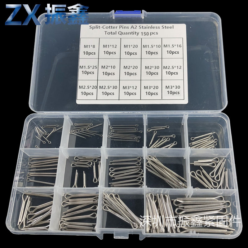 150Pcs Cross-Border Stainless Steel 304M1M2M2.5M3Gb91 Open Pin Hairpin Combination Set with Holes