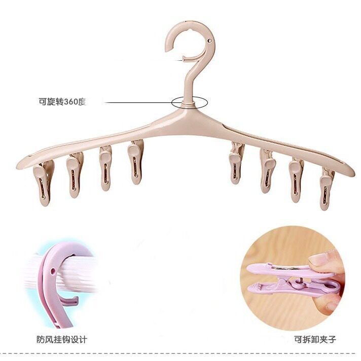8 clip windproof buckle multifunctional baby hanger plastic clothes drying rack socks underwear drying rack