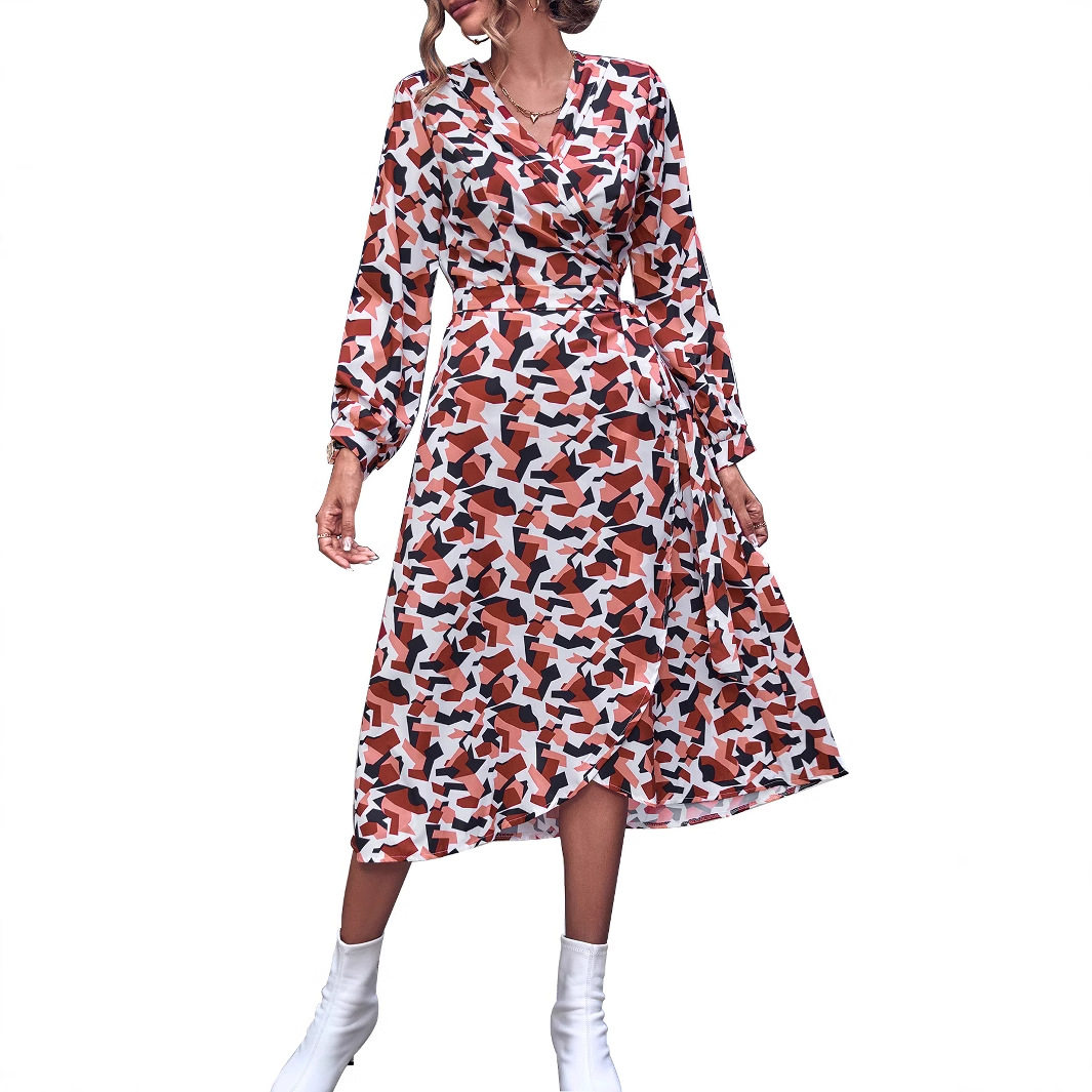 Fashionable Floral Print Tie Front Dress Womens Casual Style Perfect for Summer Events Wholesale Available