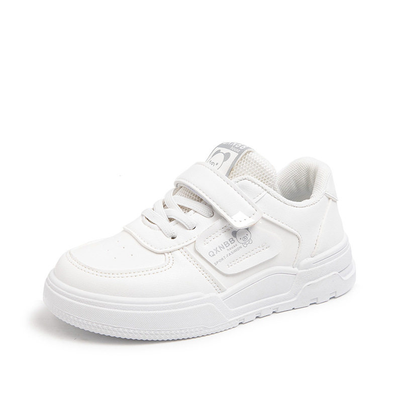 Leather Children's White Sneakers for Girls, 2024 Winter Children's Shoes, Boys' White Non-Slip Wear-Resistant Sports Shoes