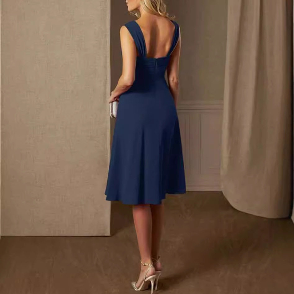 Chiffon Long Sleeve Dress with Rhinestones Elegant Two Piece Set Spring Autumn Office Wear