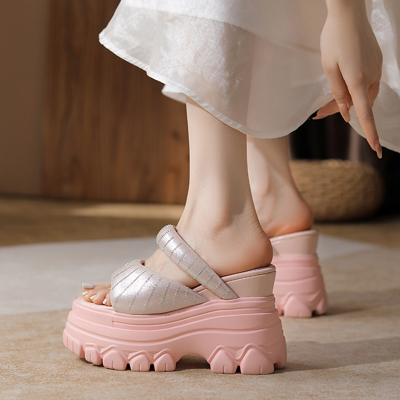 Giày Dép Lê Nữ Cao 12cm Đế Xuồng Hàng Mùa Hè