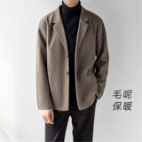 Шерстяной пиджак для костюма, мужской осенне-зимний высококачественный легкий костюм в зрелом стиле, мужское плотное шерстяное пальто, корейский повседневный костюм