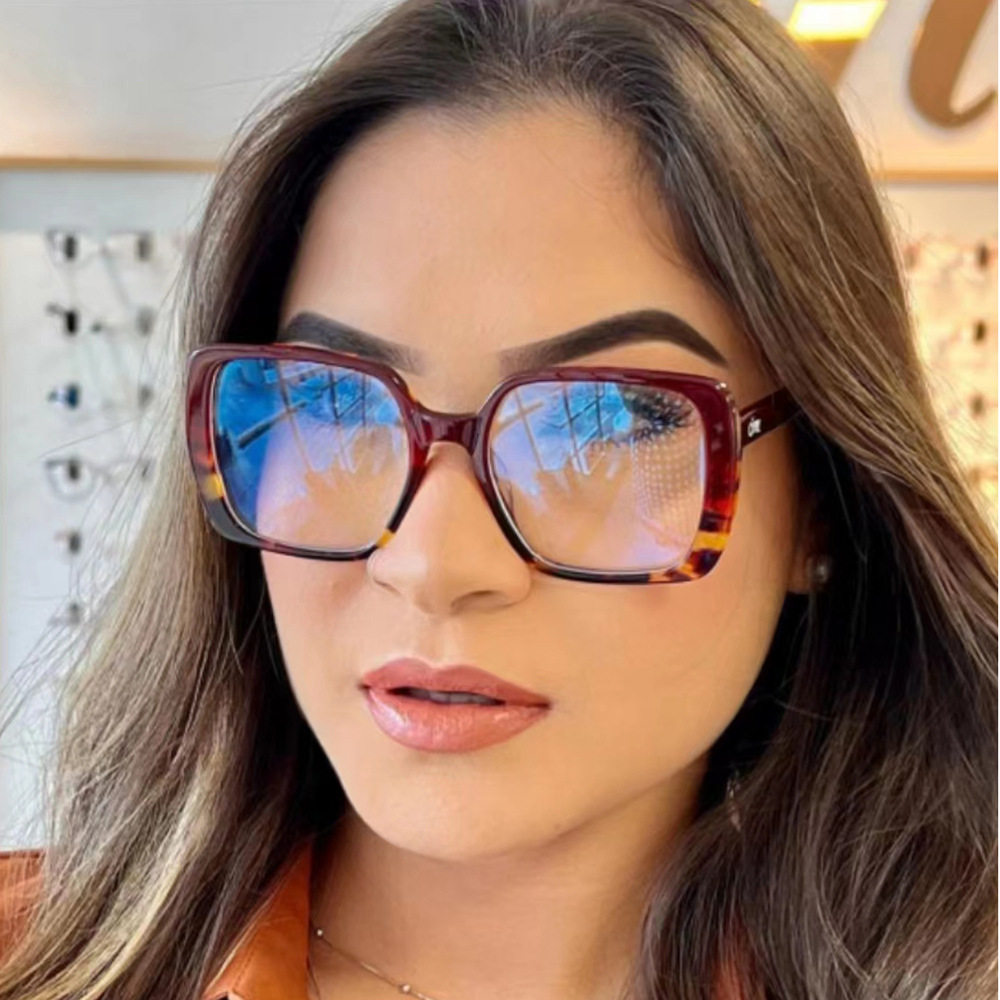 TR90 anti-blue light ferrule ins Internet-famous same style flat glasses square glasses frame women's retro matching myopia glasses frame