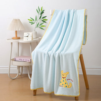 Wholesale star dog soft face towel cartoon turban household absorbent coral fleece bath towel three-piece set