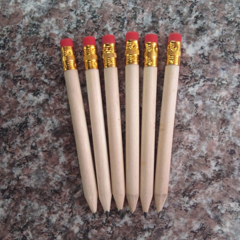 In Stock 10cm Natural Wood Color Short Pencil Hb Cross-Border Stationery Hotel Room Pencil Primary School Student Learning Stationery