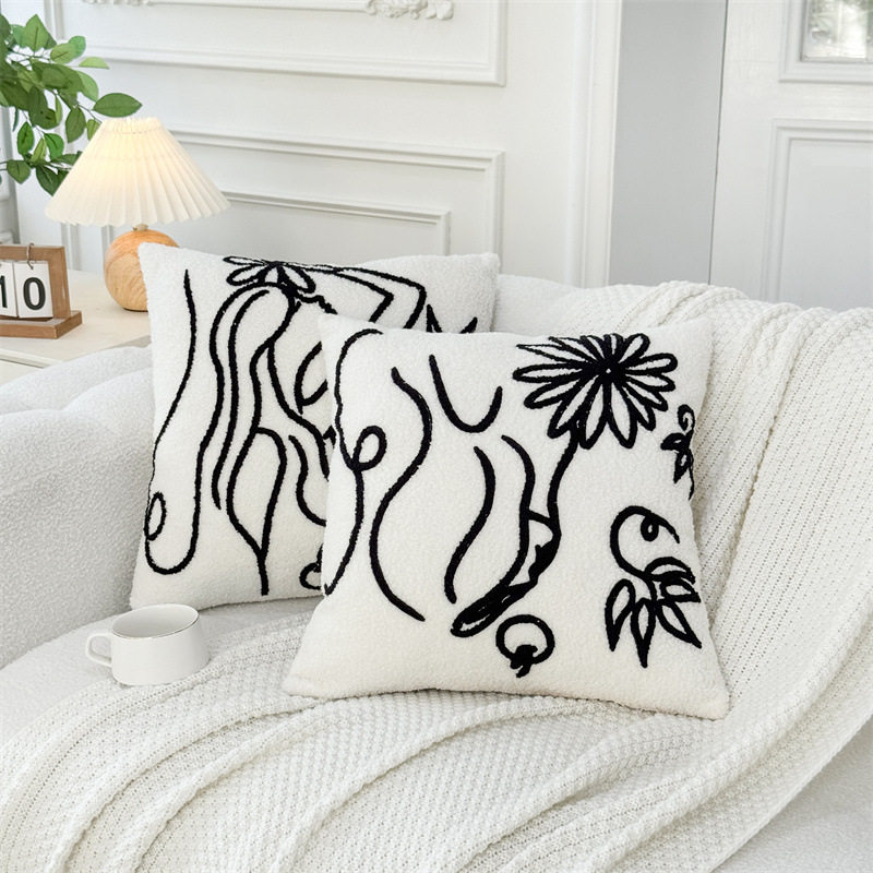 Simple Black and White Checkered Sofa Nordic Style Pillow Cushion Polka Dot Pumpkin Cute Light Luxury B&B Living Room Cushion