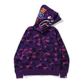 Camouflage purple shark double hat jacket
