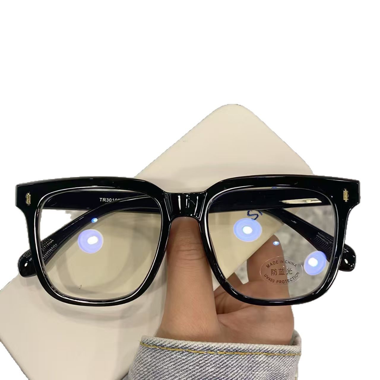 Square anti-blue light myopia new large frame glasses plain plain glasses men's thick frame glasses frame Zhao Lusi same