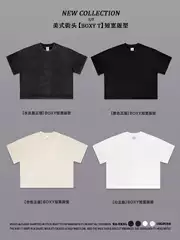 Cross-Border American Street Style Boxy Clean Fit Loose T-Shirt with Washed Vintage Effect, Short Wide Crop Top Crop Cropped