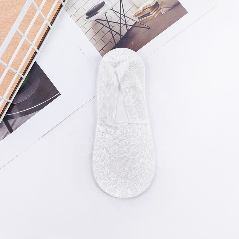 深口女士提花蕾丝锁边花边棉底隐形袜浅口硅胶防滑棉底船袜子批发