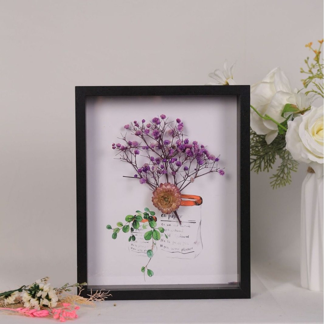6inch Dried Flower Stereo Photo Frame Hollow Dried Flower Storage Table DIY Plant Framed Specimen Immortal Flower Decorative Picture Frame