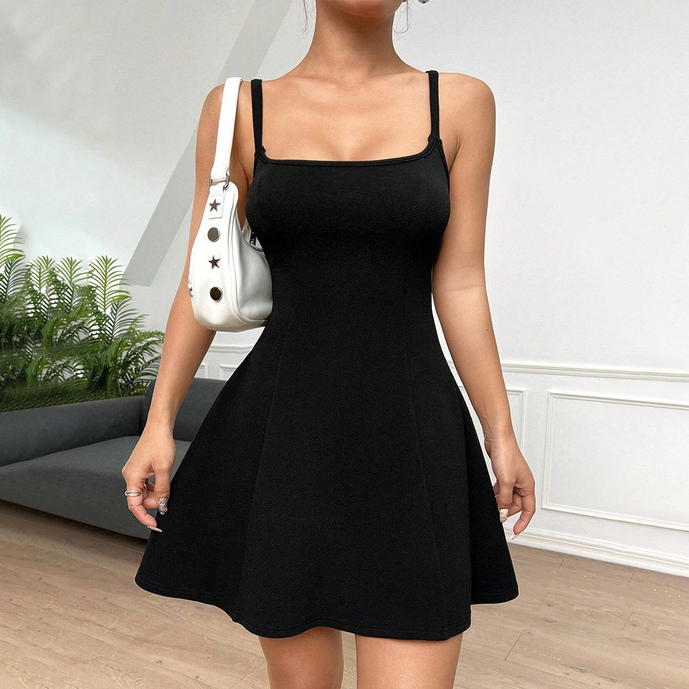 Sleeveless A Line Dress Square Neck Backless Design Summer Style Perfect for Parties and Casual Outings Wholesale