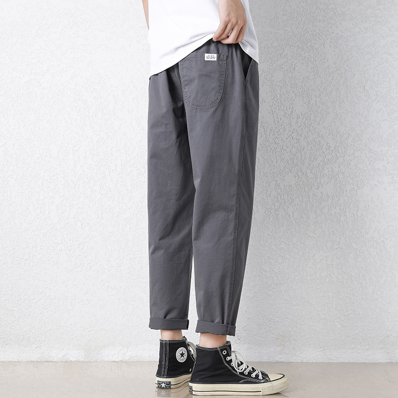 休闲裤子男士春夏季爆款宽松直筒2026新款工装潮牌九分运动长裤子