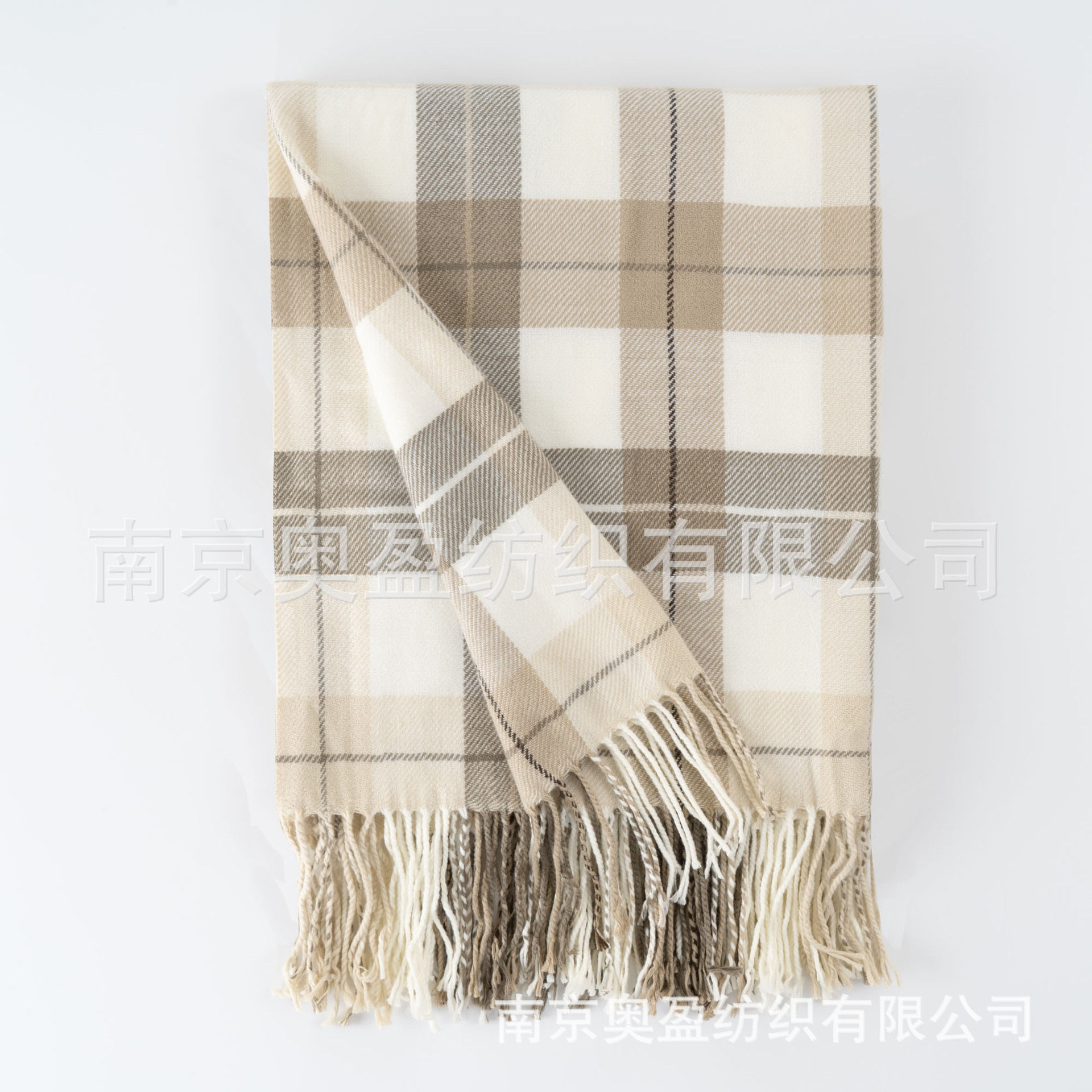 Sofa Blanket Imitation Cashmere Plaid Throw Blanket Tassel Blanket Leisure Blanket Gray and White Plaid Blanket Blanket