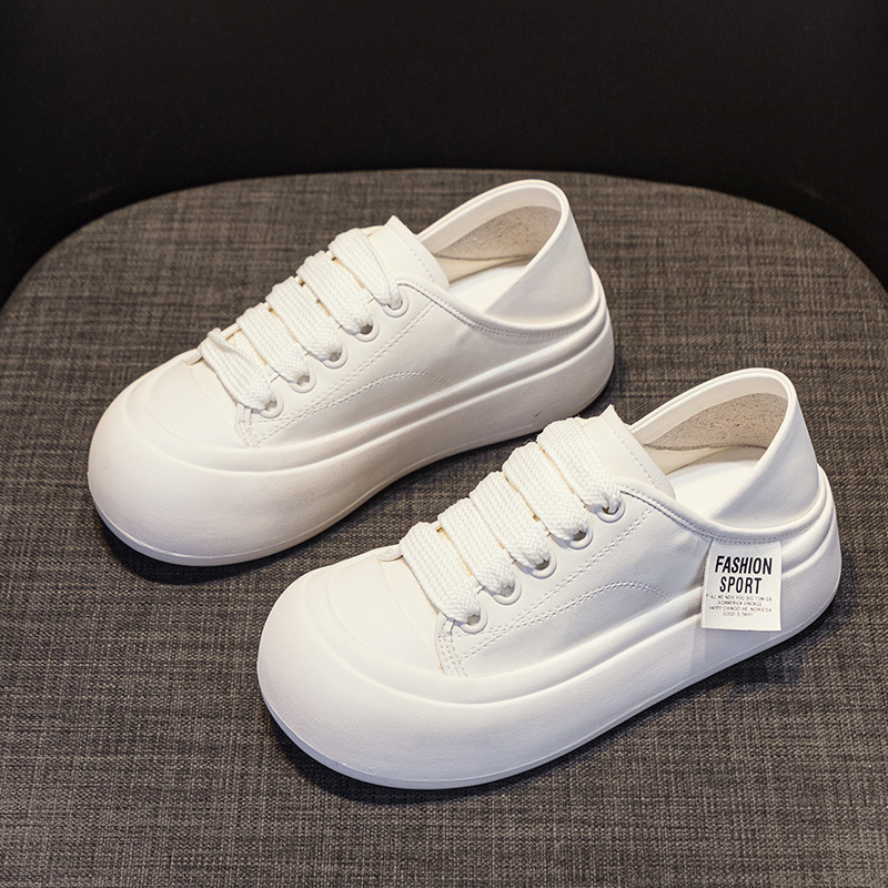 Giày sneaker nữ mũi tròn đế dày phối dây buộc — M 2378m màu, M2378 màu be