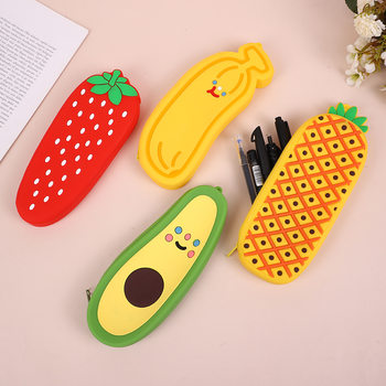 Creative Liquid Silicone Fruit Storage Pencil Bag Student Silicone Pencil Bag Children's Cute Stationery Portable Storage Bag