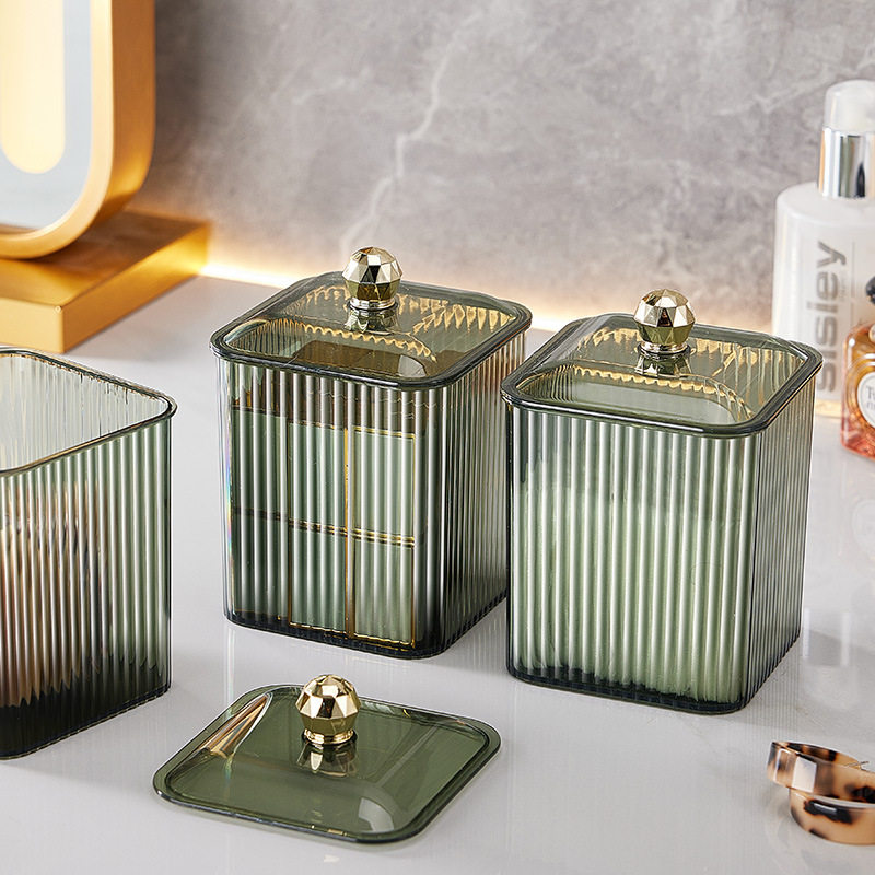 Cotton swab cosmetic cotton storage box desktop dressing table dustproof transparent makeup remover cotton lipstick cosmetic box acrylic