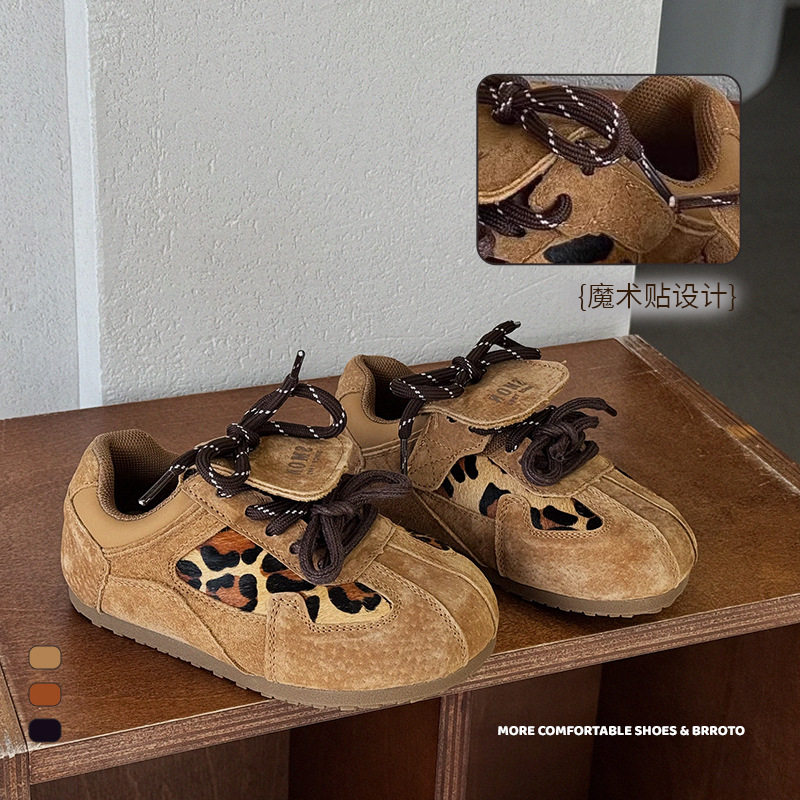 Girls' Shoes 2025 Autumn Leopard Print Children's Sneakers Soft Sole Sports Shoes for Girls and Boys, Forrest Gump Shoes, Baby Training Shoes