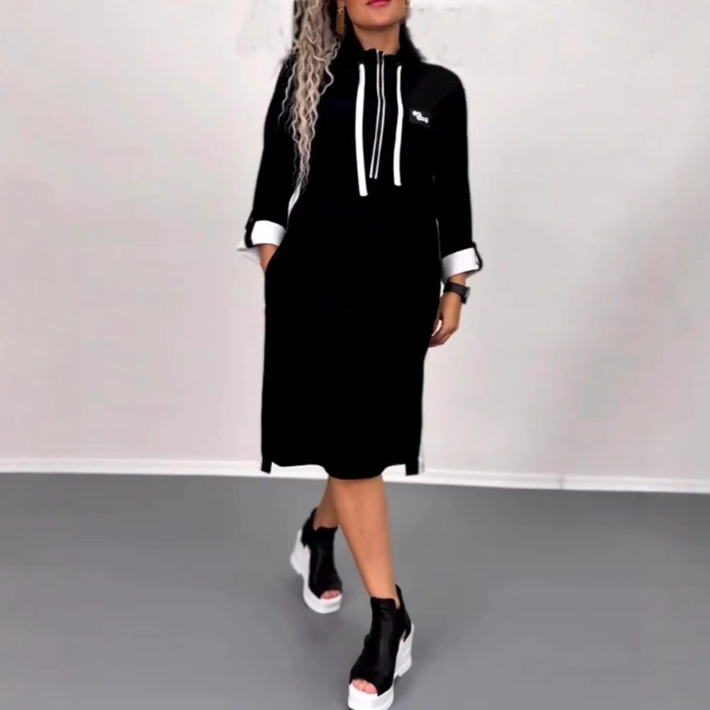 High Neck Long Sleeve Dress Casual Style Autumn Winter Collection Comfortable Fabric Wholesale Available