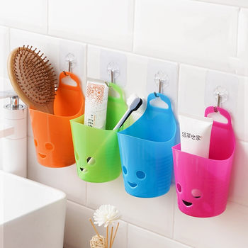 Smiley hanging storage basket bathroom hanging basket bath basket bathroom plastic bath basket storage basket wall hanging storage basket
