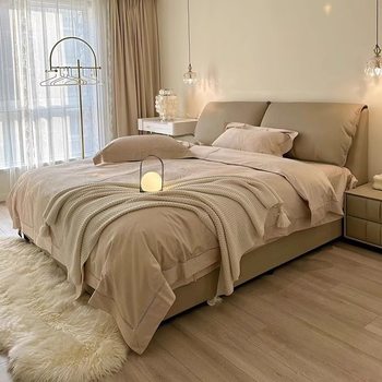 Modern Minimalist Multifunctional Bed with Drawers for Storage, Italian-Style Double Soft-Packed Wedding Bed