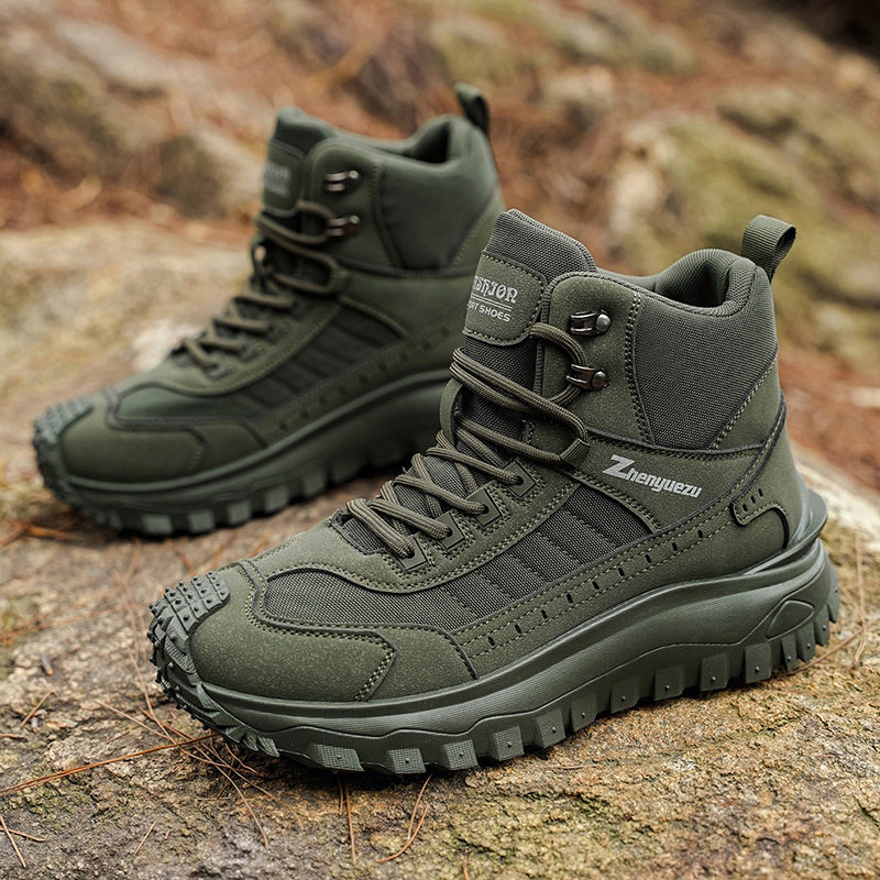 Men's Thick Sole Leather Style Hiking Work Boots
