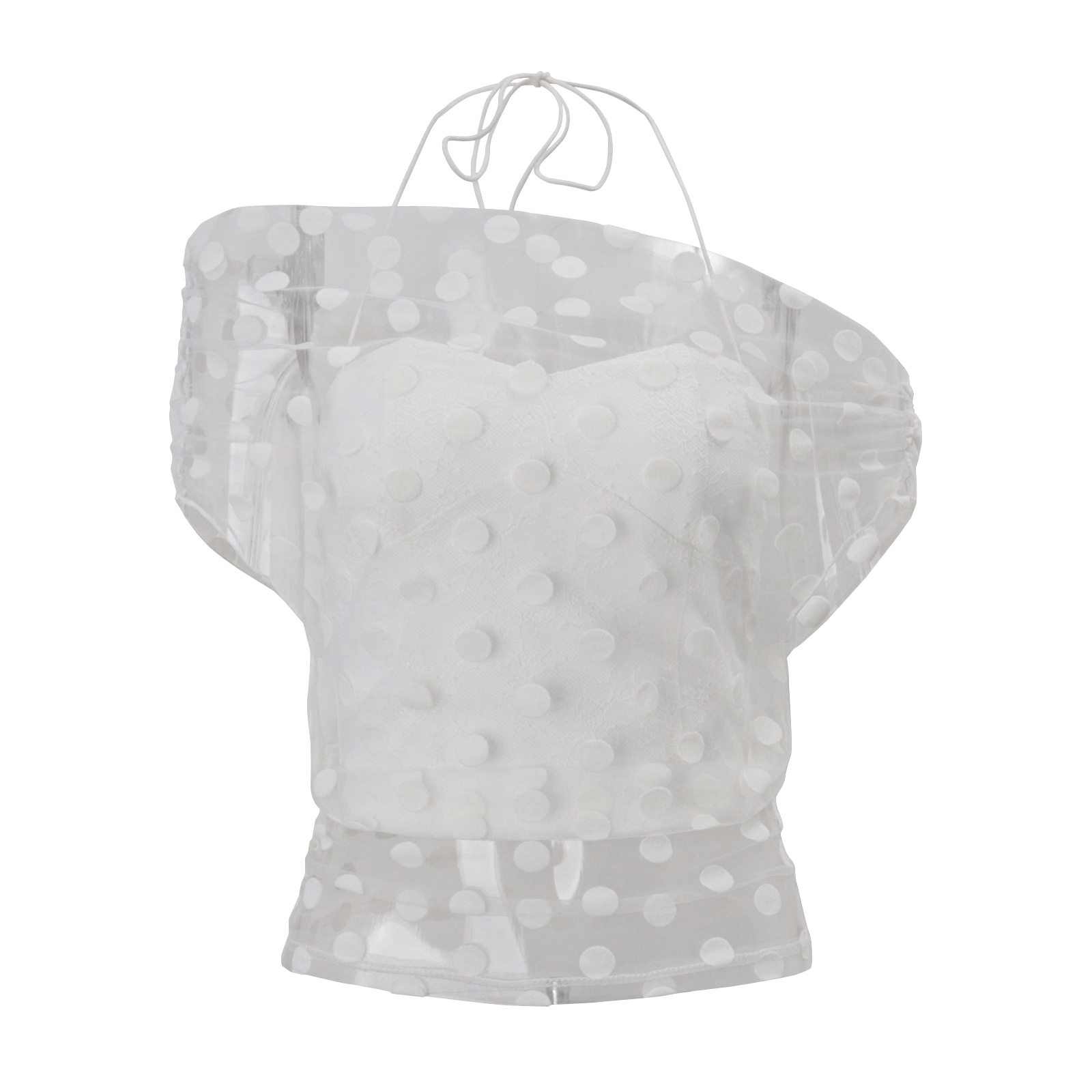 Spring Womens Fashion Sexy Off Shoulder Sheer Mesh Top Halter Neck Tank Set Casual Chic Style Wholesale Available
