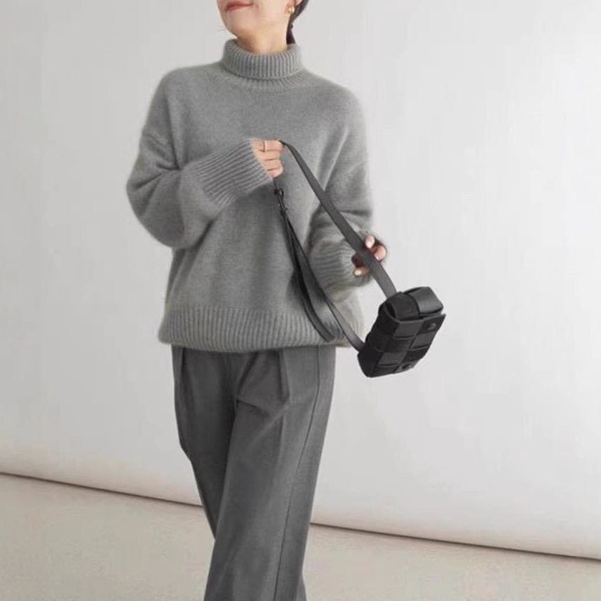 Chunky Turtleneck Sweater Thick Knit Loose Fit Solid Color Autumn Winter Casual Wear Wholesale Available