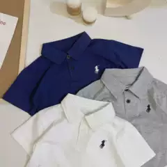 Children's Summer Polo Shirt with Lapel Collar, Boys' Short-Sleeve Top, Simple Korean Style Trendy School Uniform for Toddlers and Boys