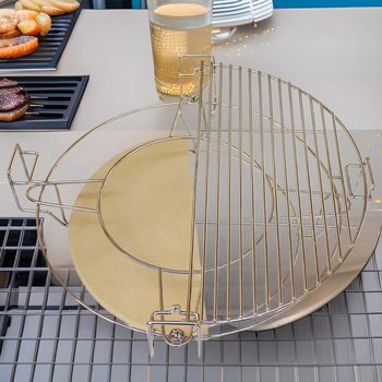 Kimstone Outdoor Bbq Ceramic Barbecue Grill Accessories Cordierite Plus Pizza Pan Stainless Steel Multi-Function System