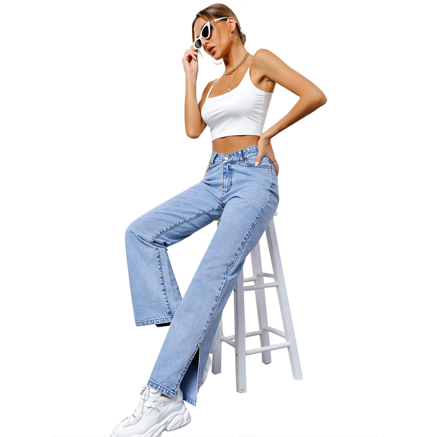 Casual Straight Leg Boyfriend Jeans for Women Fashionable Versatile Comfortable Everyday Wear Wholesale Available
