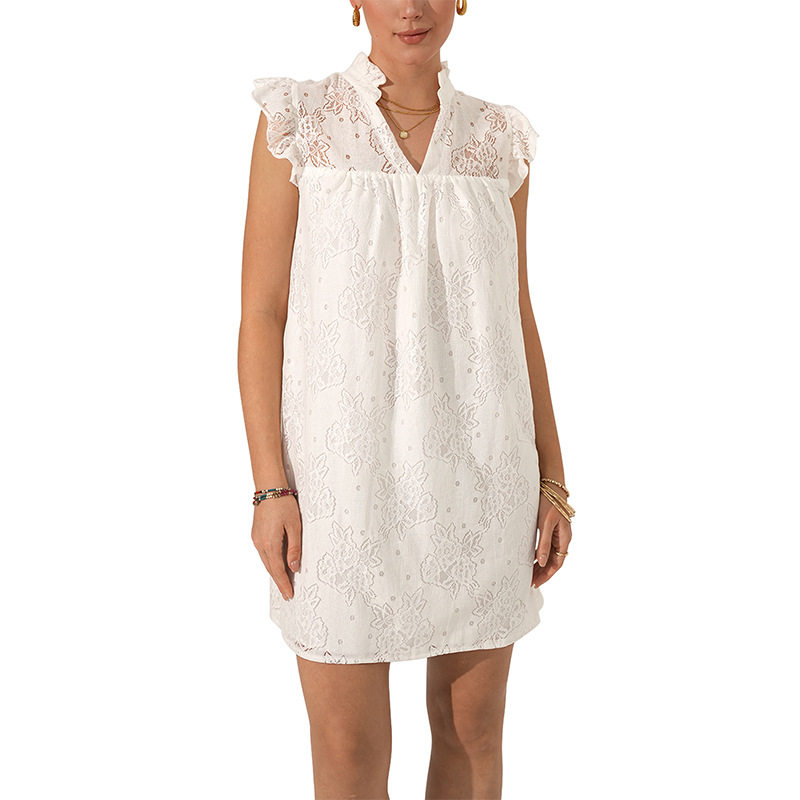 Elegant White Lace Dress Trendy Design Simple Style Perfect for Summer Events Wholesale Available