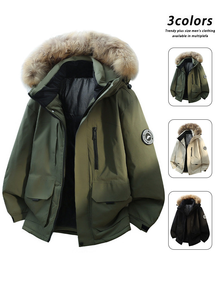 Men's Winter Warm Extended Parka White Duck down Jacket Youth Men's Large Size Men's High-Quality Coat