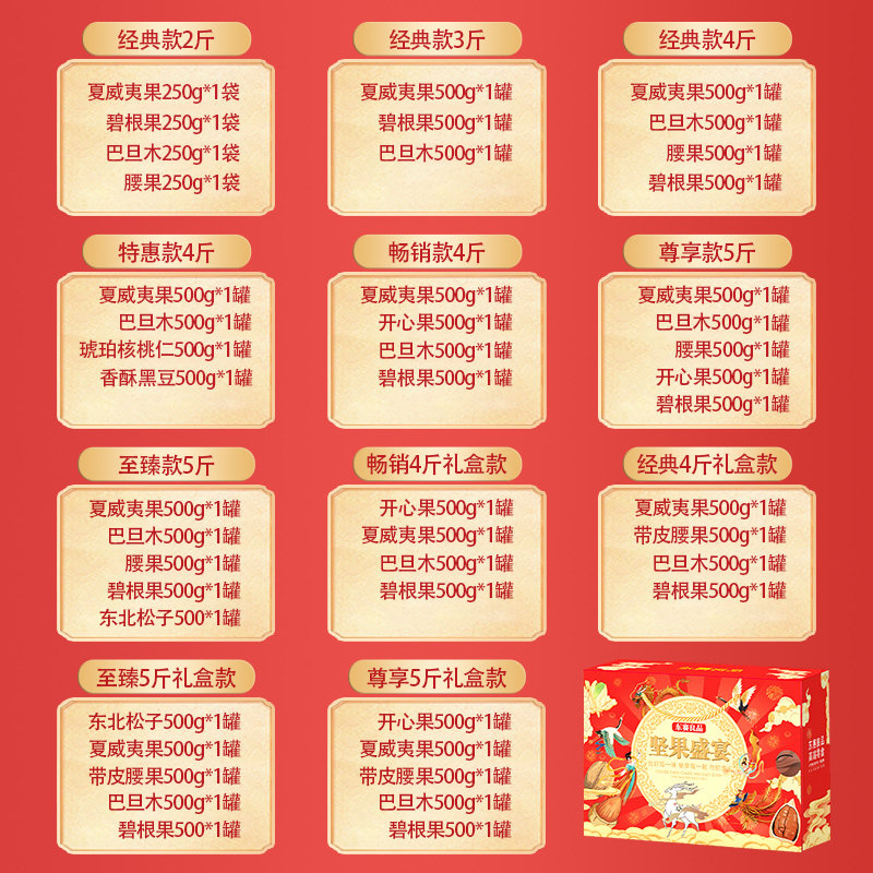 Nut gift box combination box 5kg mixed dried fruit nut snacks gift bag Hawaiian fruit annual wholesale