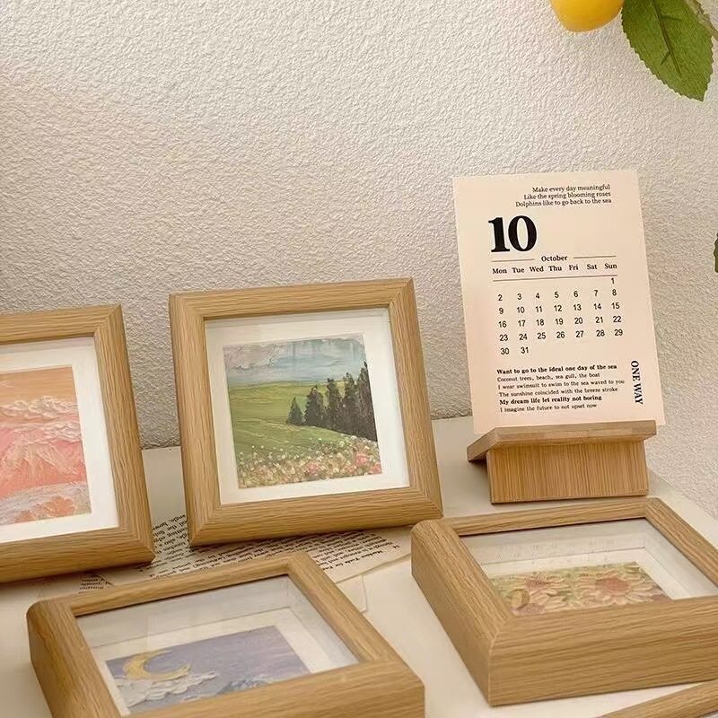 Mini Square 4 Inch 3.5 Small Photo Frame Oil Painting Stick Hollow 1.4cm Photo Frame DIY Handmade Works Table Calligraphy