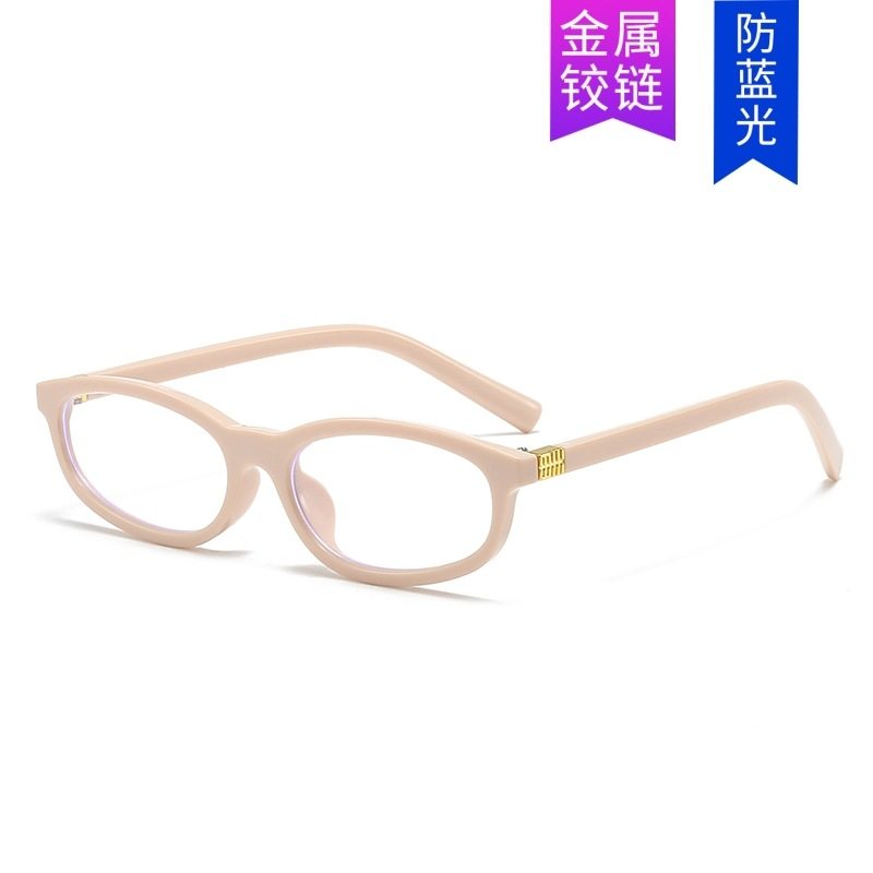 New Nerd Anti-Blue Light Glasses Frame for Women Retro College Style Oval Small Frame Fashion Flower Tortoise Shell Flat Glasses
