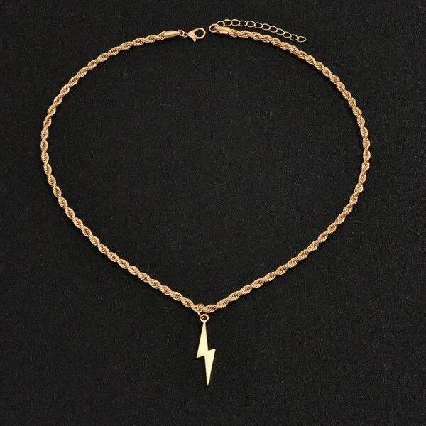 European and American Cross-border Fashion Jewelry Niche Design Sense Lightning Necklace Simple Personality All-match Hip-hop Style Woolen Chain