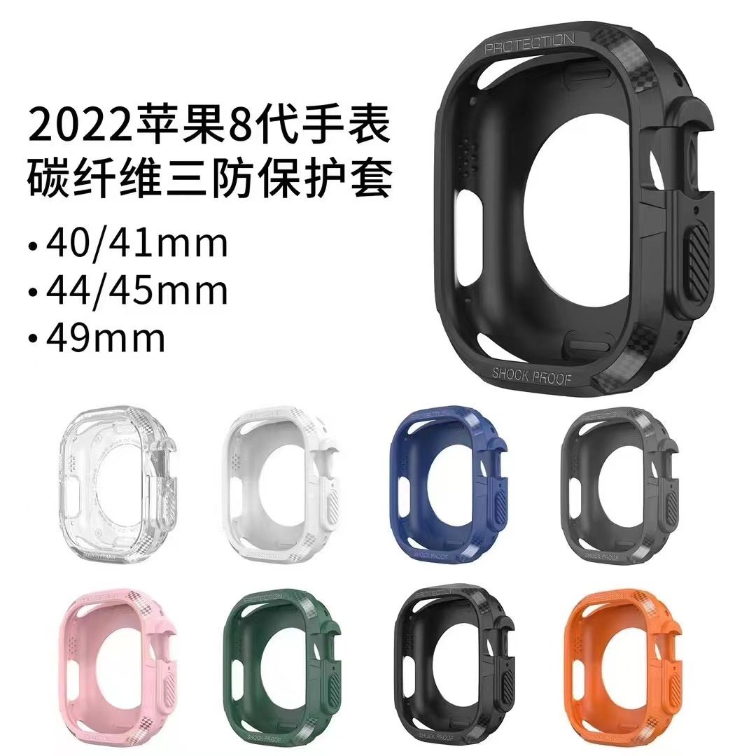 Suitable for 2025 Apple Watch Ultra3/2 Watch Case 49mm Anti-Fall Tpu+Carbon Fiber Protective Case