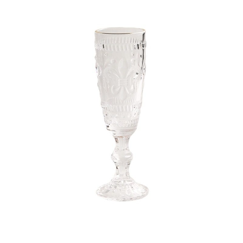 French Accessible Luxury Retro Embossed Glass Champagne Glass Red Wine Glass Home Creative Goblet Wine Glass