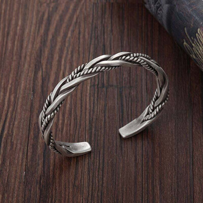 Retro Trendy Personality Aggressive Open Bracelet European and American Ins Fashion Double Dragon Bamboo Twist Bracelet