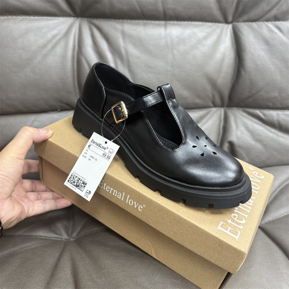 Thick-soled hollow shoes for women small leather shoes for shopping and wearing princess style