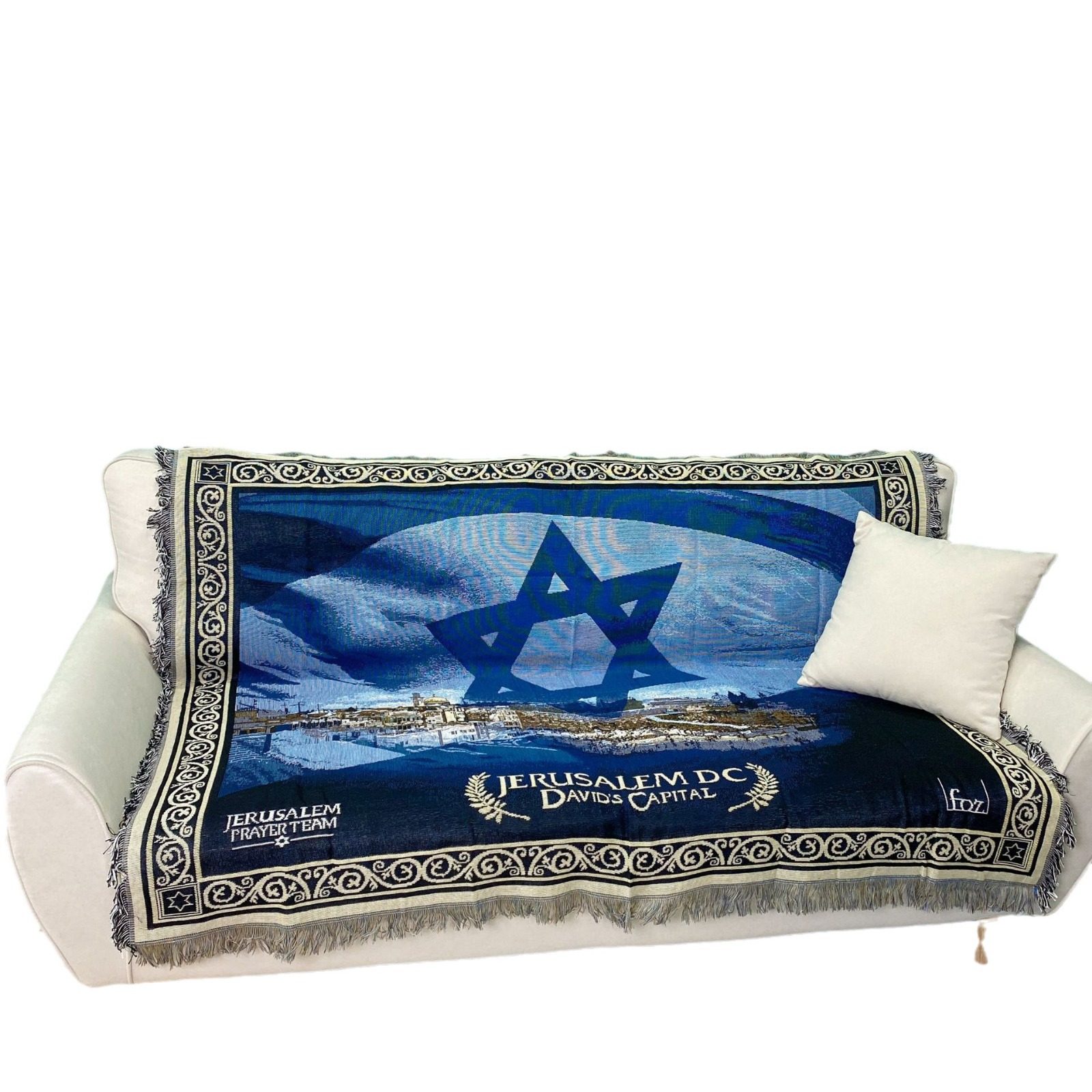 Cross-border Mediterranean Sofa Towel Blanket Israel Prayer Decorative Blanket Tapery Thread Blanket Sofa Cover Rug Tablecloth