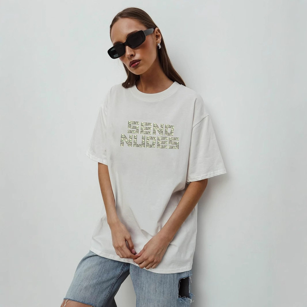 Womens Summer Cotton T Shirt Casual Loose Fit Round Neck Graphic Print Versatile Everyday Wear Wholesale Available