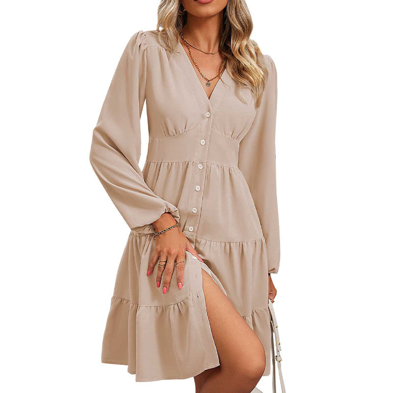 Elegant Ruffled Bodycon Dress Solid Color Versatile Suitable for Spring and Autumn Perfect for Office Wear
